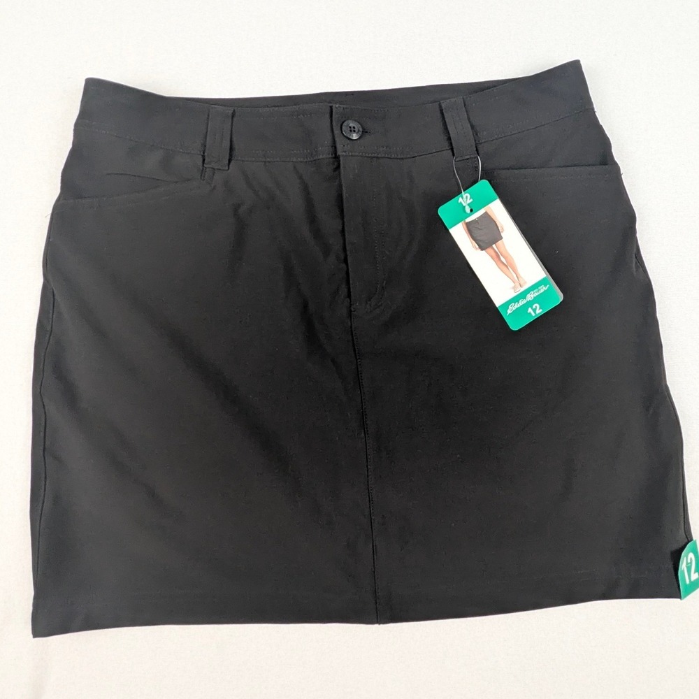 Eddie Bauer Adventurer 2.0 Skort Black Womens 12 Flexion Stretch UPF 50 DWR